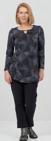 Scandinavian Caramel Triangles Tunic Dark Blue - Spausdinti marškinėliai moterims - 
