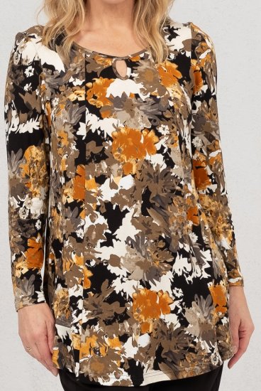 Scandinavian Caramel Flower Petals Tunic Orange and Brown - Spausdinti marškinėliai moterims - 