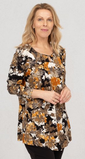 Scandinavian Caramel Flower Petals Tunic Orange and Brown - Spausdinti marškinėliai moterims - 