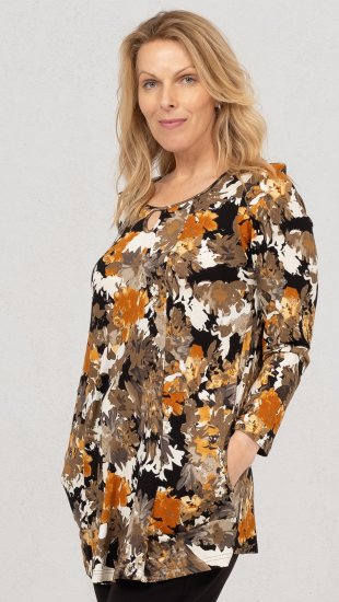 Scandinavian Caramel Flower Petals Tunic Orange and Brown - Spausdinti marškinėliai moterims - 