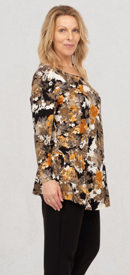 Scandinavian Caramel Flower Petals Tunic Orange and Brown - Spausdinti marškinėliai moterims - 