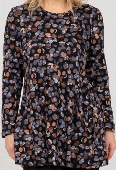 Scandinavian Caramel Flower Petals Tunic Copper and Blue - Spausdinti marškinėliai moterims - 