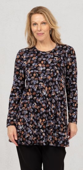Scandinavian Caramel Flower Petals Tunic Copper and Blue - Spausdinti marškinėliai moterims - 