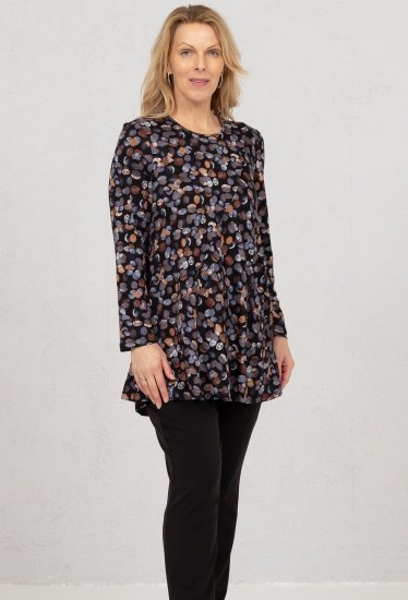 Scandinavian Caramel Flower Petals Tunic Copper and Blue - Spausdinti marškinėliai moterims - 