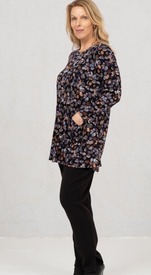 Scandinavian Caramel Flower Petals Tunic Copper and Blue - Spausdinti marškinėliai moterims - 