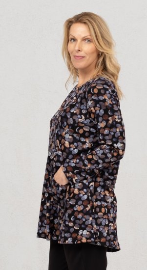 Scandinavian Caramel Flower Petals Tunic Copper and Blue - Spausdinti marškinėliai moterims - 