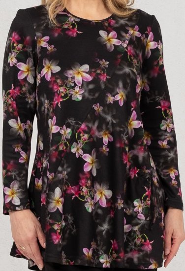 Scandinavian Caramel Flowers Tunic Red and Pink - Spausdinti marškinėliai moterims - 