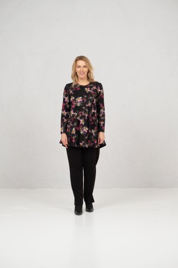 Scandinavian Caramel Flowers Tunic Red and Pink - Spausdinti marškinėliai moterims - 