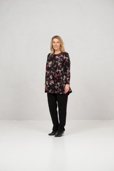 Scandinavian Caramel Flowers Tunic Red and Pink - Spausdinti marškinėliai moterims - 