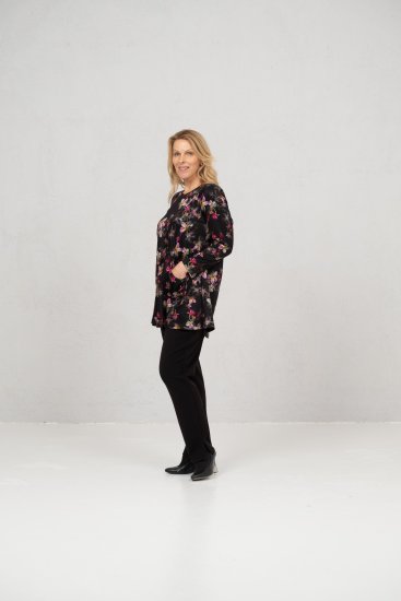 Scandinavian Caramel Flowers Tunic Red and Pink - Spausdinti marškinėliai moterims - 