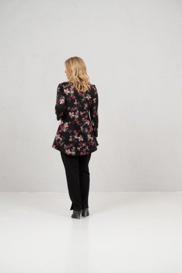Scandinavian Caramel Flowers Tunic Red and Pink - Spausdinti marškinėliai moterims - 