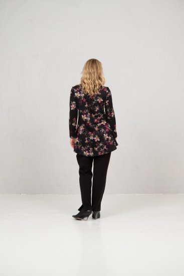 Scandinavian Caramel Flowers Tunic Red and Pink - Spausdinti marškinėliai moterims - 