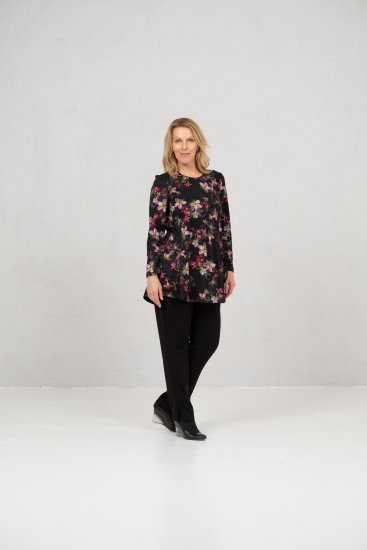 Scandinavian Caramel Flowers Tunic Red and Pink - Spausdinti marškinėliai moterims - 