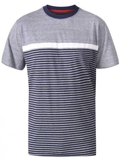 D555 Perkins Crew Neck Cut And Sew Jacquard T-Shirt Navy - Marškinėliai - Marškinėliai - 2XL-14XL