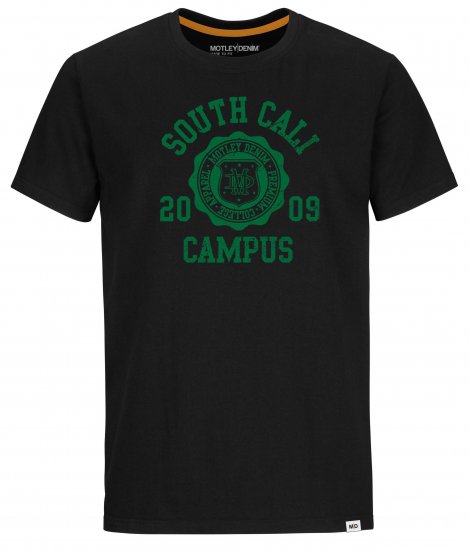 Motley Denim Rochdale T-Shirt Green on Black - Marškinėliai - Marškinėliai - 2XL-14XL