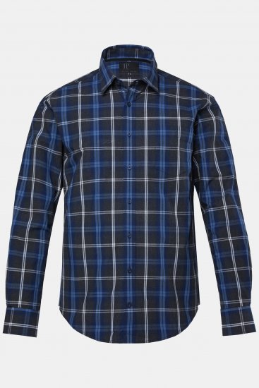 JP1880 Checked Shirt Long Sleeve Kent Collar Anthracite - Marškiniai - Marškiniai - 2XL-8XL