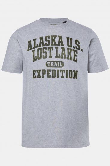 JP1880 T-shirt Short Sleeve Chest Print Grey Melange - Marškinėliai - Marškinėliai - 2XL-14XL