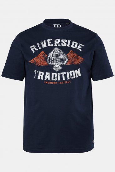 JP1880 T-Shirt Short Sleeve Chest Print Navy - Marškinėliai - Marškinėliai - 2XL-14XL