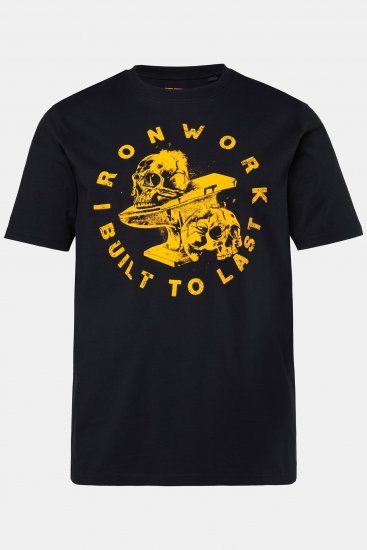 JP1880 T-Shirt Short Sleeve Chest Print Skulls Black - Marškinėliai - Marškinėliai - 2XL-14XL