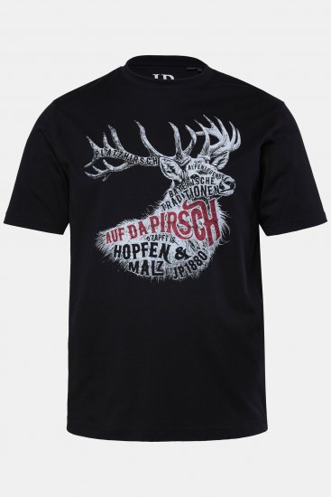 JP1880 T-Shirt Elk Print Black - Marškinėliai - Marškinėliai - 2XL-14XL