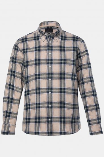 JP1880 Checked Flannel Shirt Long Sleeve Dark Dusty Pink - Marškiniai - Marškiniai - 2XL-8XL