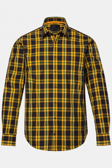 JP1880 Checked Shirt Long Sleeve Kent Collar Curry - Marškiniai - Marškiniai - 2XL-8XL