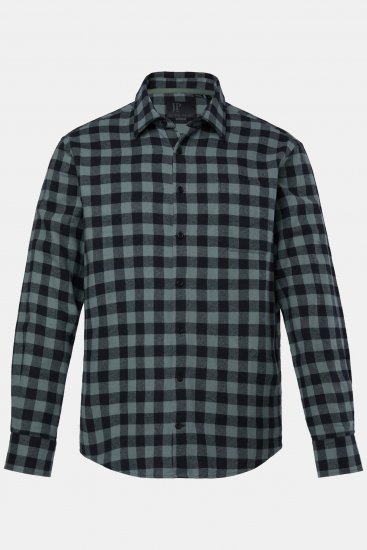 JP1880 Checked Flannel Shirt Long Sleeve Eucalyptus Green - Marškiniai - Marškiniai - 2XL-8XL