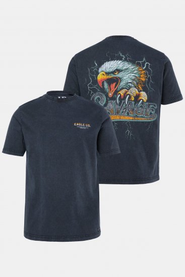 JP1880 T-Shirt Short Sleeve Back Print Vintage Black - Marškinėliai - Marškinėliai - 2XL-14XL