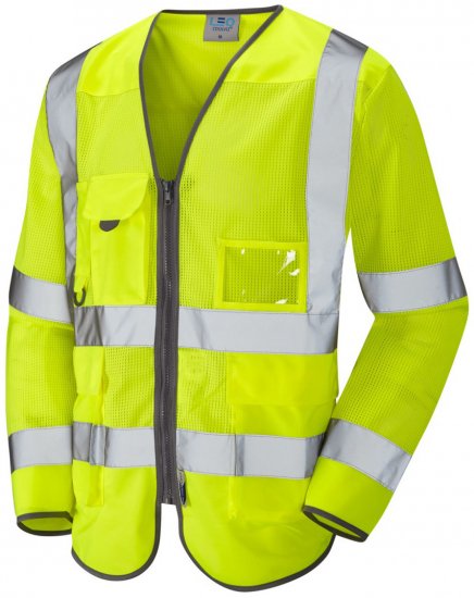 Leo Burrington Coolviz Superior Long Sleeve Waistcoat Hi-Vis Yellow - Darbo drabužiai - Darbo drabužiai - 3XL-10XL