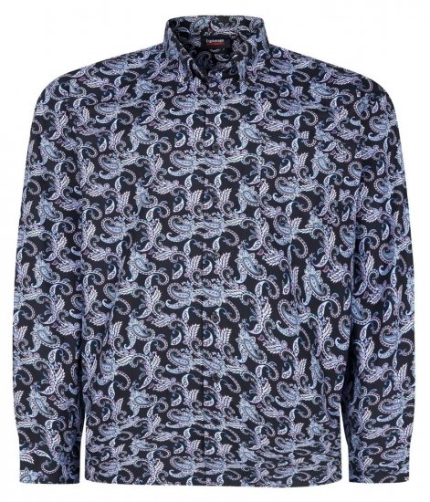 Espionage SH459 Paisley Ilgomis rankovėmis marškiniai tamsiai mėlyna/print - Marškiniai - Marškiniai - 2XL-8XL