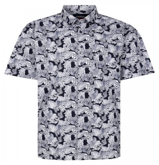 Espionage SH462 Marškiniai su lapų raštu tamsiai mėlyna/balta - Marškiniai - Marškiniai - 2XL-8XL