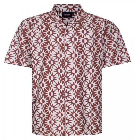 Espionage SH466 Abstract Sun Marškiniai su raštu ecru/raudona - Marškiniai - Marškiniai - 2XL-8XL