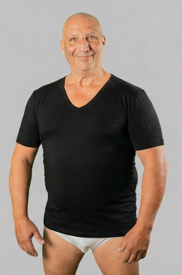 20 Nodi Short Sleeve V-Neck in Combed Cotton Jersey Black - Apatiniai marškiniai - 