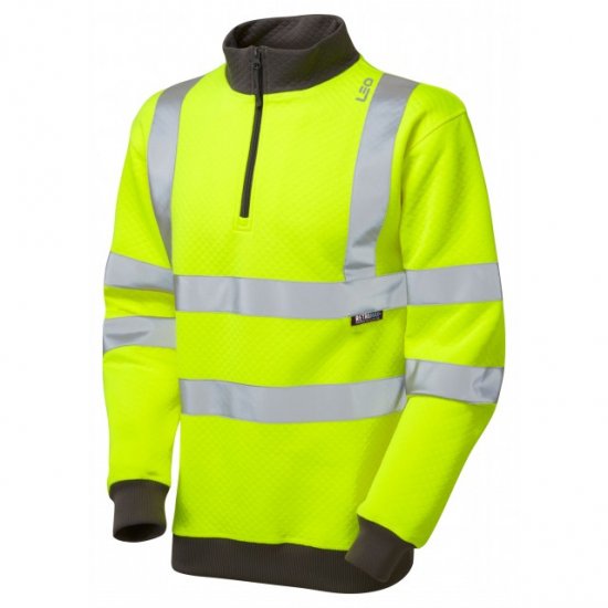 Leo Brynsworthy Ecoviz 1/4 Zip Sweatshirt Hi-Vis Yellow - Darbo drabužiai - Darbo drabužiai - 3XL-10XL
