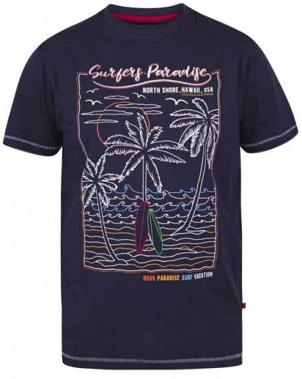 D555 Stewart Surfer'S Paradise Crew Neck T-Shirt Navy - Marškinėliai - Marškinėliai - 2XL-14XL