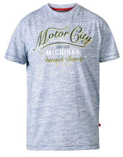 D555 Stirling Motor City Crew Neck T-Shirt Blue Reno - Marškinėliai - Marškinėliai - 2XL-14XL