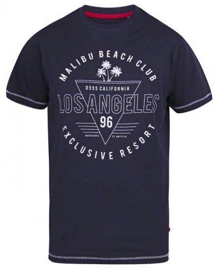 D555 Stoke Los Angeles Beach Printed T-Shirt Navy - Marškinėliai - Marškinėliai - 2XL-14XL