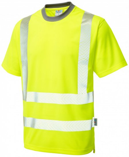 Leo Larkstone Coolviz Plus T-shirt Hi-Vis Yellow - Darbo drabužiai - Darbo drabužiai - 3XL-10XL