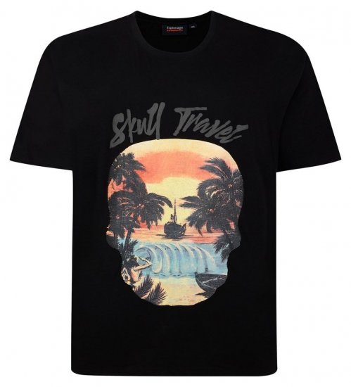 Espionage T432 Skull Travel Markšinėliai su spauda juoda - Marškinėliai - Marškinėliai - 2XL-14XL