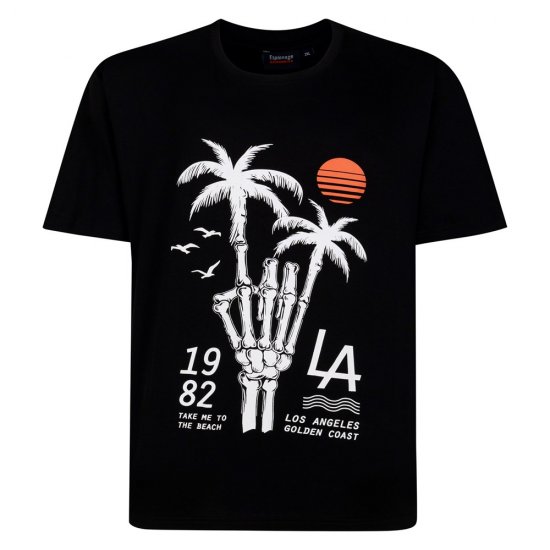 Espionage T448 skeleton palm marginti marškinėliai juoda - Marškinėliai - Marškinėliai - 2XL-14XL