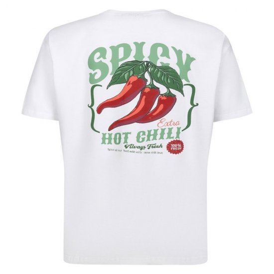 Espionage T457 Spicy Chilli Markšinėliai su spauda balta - Marškinėliai - Marškinėliai - 2XL-14XL
