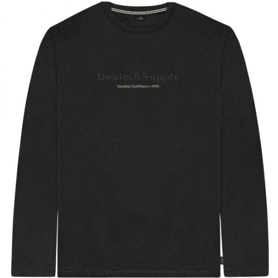 Double Outfitters TS-9173 Long Sleeve T-Shirt Embossed Black - Marškinėliai - Marškinėliai - 2XL-14XL