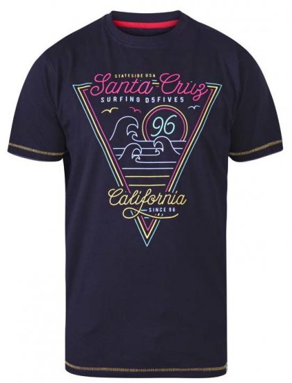D555 Valley Santa Cruz Crew Neck Printed T-Shirt Black - Marškinėliai - Marškinėliai - 2XL-14XL
