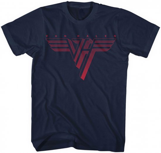 Van Halen Classic Red Logo T-shirt Navy - Marškinėliai - Marškinėliai - 2XL-14XL