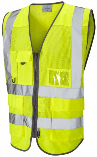 Leo Cobbaton Coolviz Superior Waistcoat Hi-Vis Yellow - Darbo drabužiai - Darbo drabužiai - 3XL-10XL